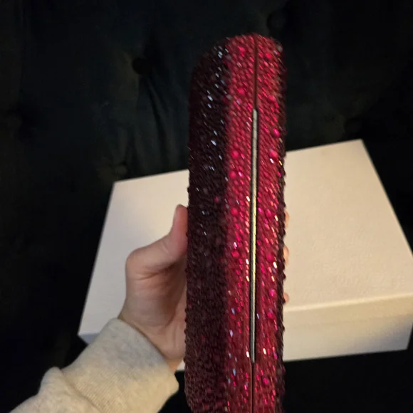 WHBM White House Black Market Elegant Red Crystal Clutch With Chain Strap NWT - Picture 8 of 16